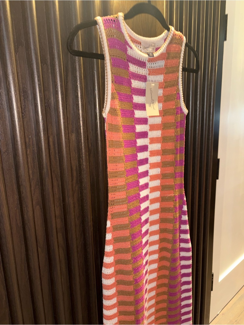 Universal Thread Sleeveless Crochet Maxi Dress in Pink, Orange & White - Picture 7 of 9
